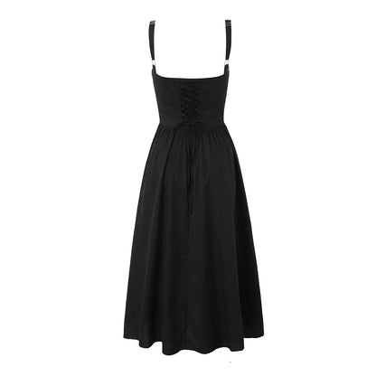 Wire Corset Style Low Waist White Midi Dress
