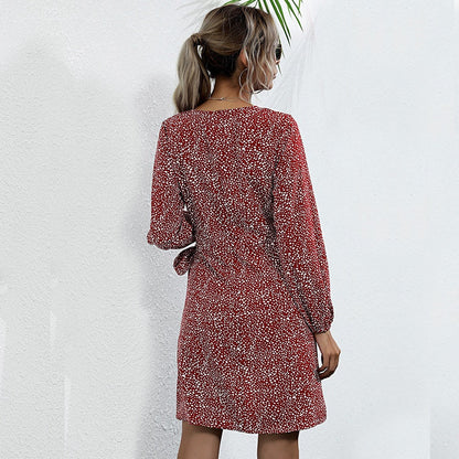 Sexy Irregular Hem Mini Bodycon Dress Long Sleeve O neck Spring Autumn Dress Leopard Short Dress