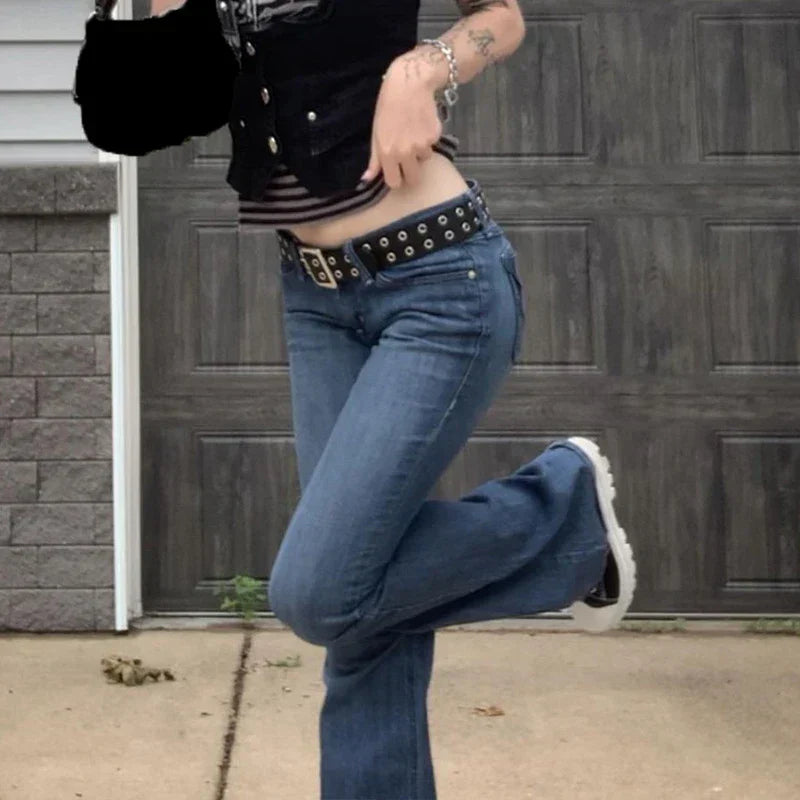 Blue Bell Bottom Bootcut Fashion Streetwear Jeans