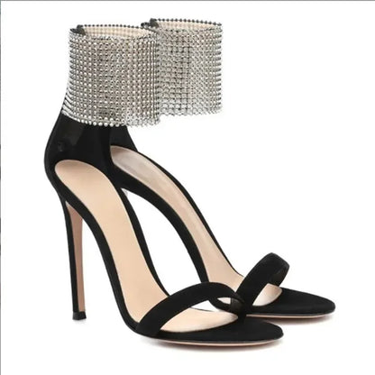 Stunning  Peep Toe Rhinestone High Heel Faux Suede Super High Heel High Heel