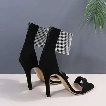 Stunning  Peep Toe Rhinestone High Heel Faux Suede Super High Heel High Heel