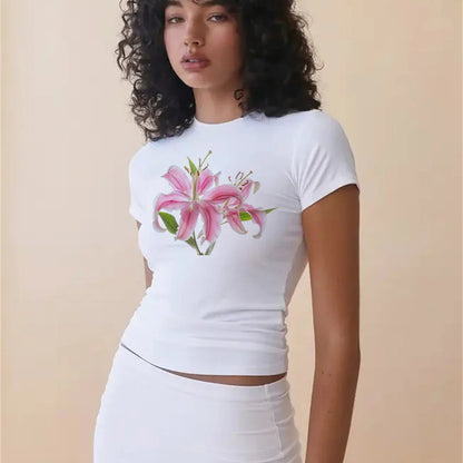 Lily Print Slim Baby T-shirt