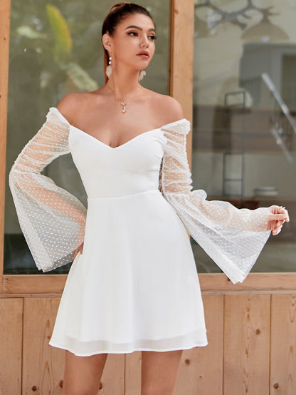 Sheer Bell Sleeve Swiss Dot Dress