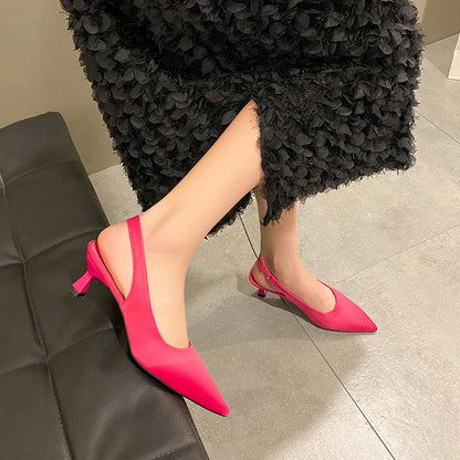 Hot Sale Slip-on Fashion Office Career  Pointed Toe Cap Sandals Low Heel Pumps