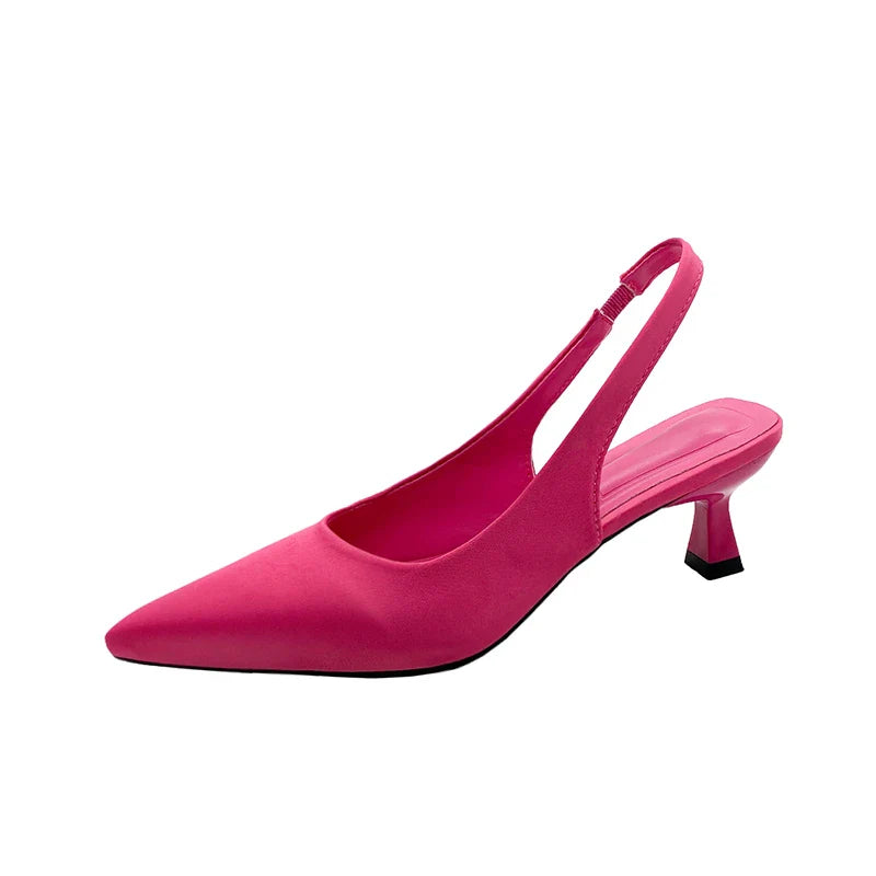 Hot Sale Slip-on Fashion Office Career  Pointed Toe Cap Sandals Low Heel Pumps