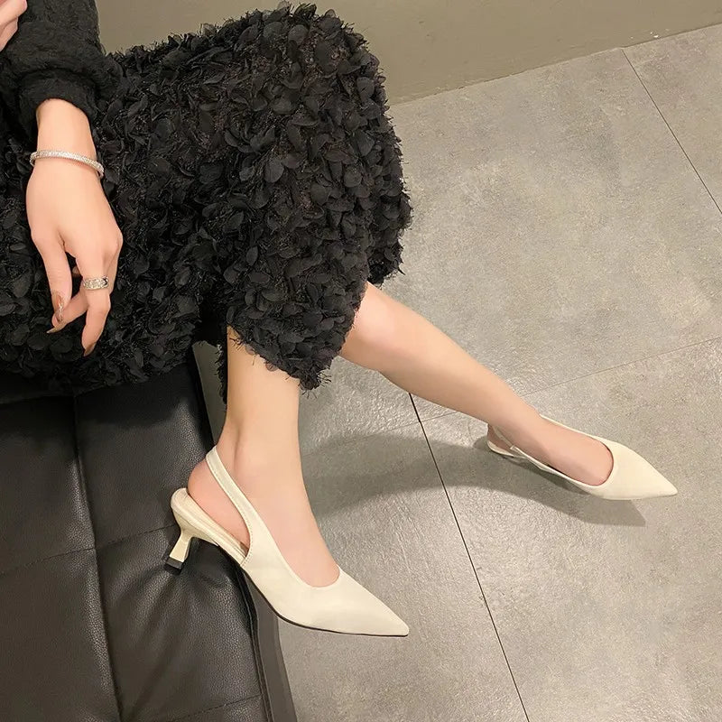 Fashion Slip-on Summer Solid Office Career  Pointed Toe Low Heel Pumps