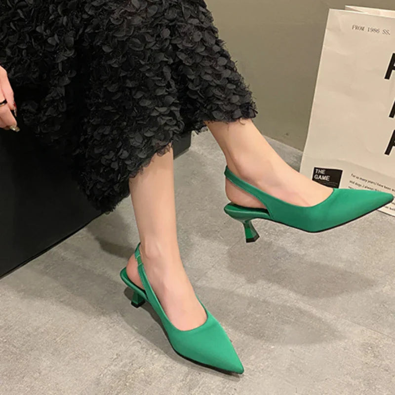 Fashion Slip-on Summer Solid Office Career  Pointed Toe Low Heel Pumps