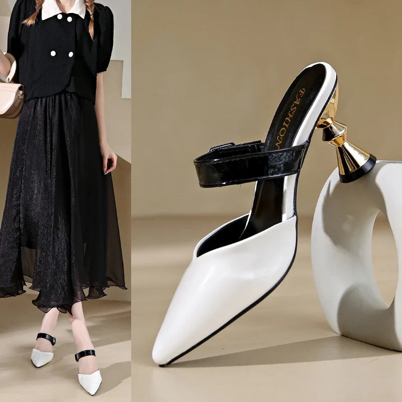 Size 35-43  Pointed Closed Toe Summer Women's Casual Mules Low Heel Pumps