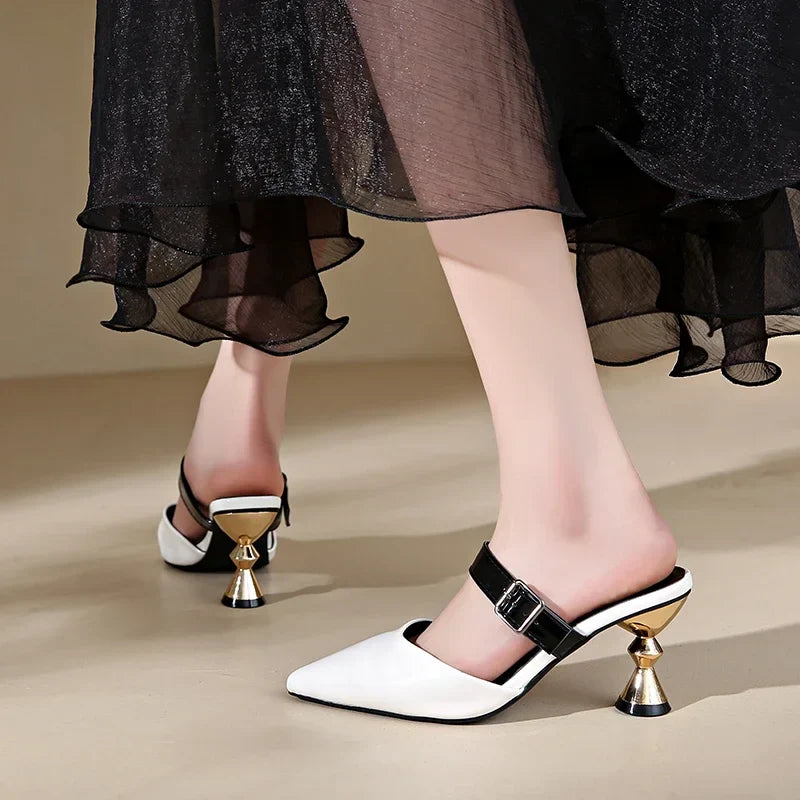 Size 35-43  Pointed Closed Toe Summer Women's Casual Mules Low Heel Pumps