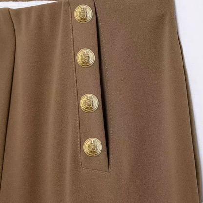 Buttoned Twill Retro Pants