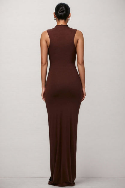 Vina Brown Sleeveless Maxi Dress