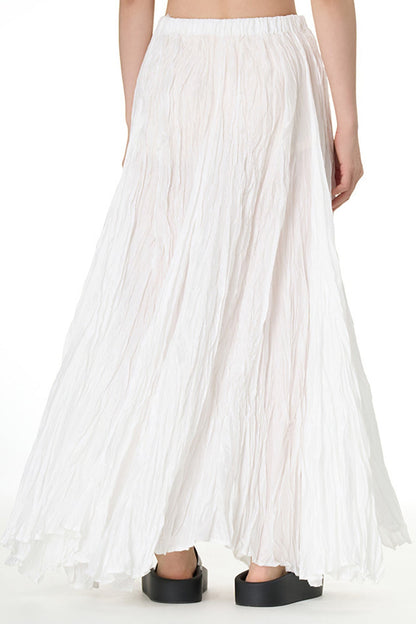 Solid Color Pleated Midi Skirt