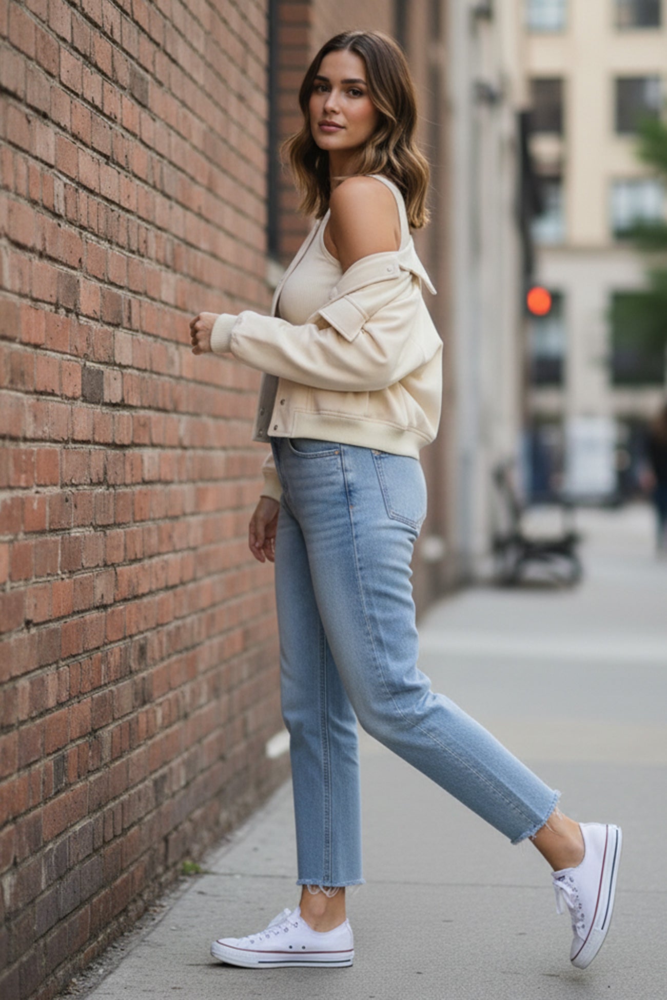 Solid Color Pocket Stand Collar Jacket