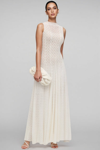 Lucas Solid Pointelle Sleeveless Maxi Dress