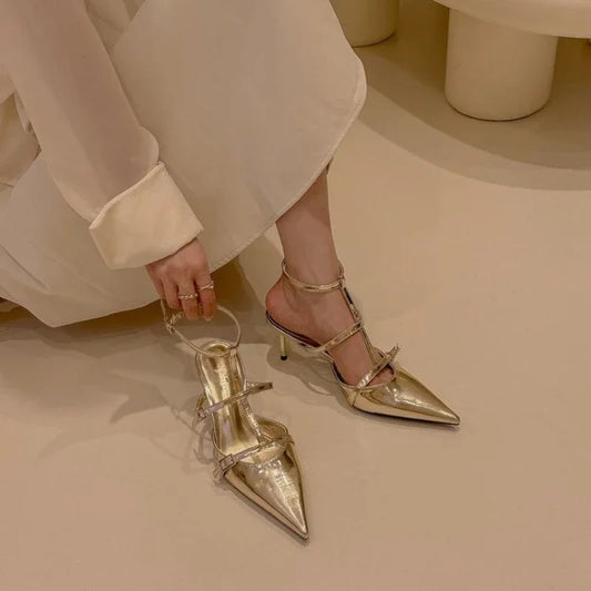 Comfortable Solid Buckle Elegant New Summer Fashionable Low Heel Pumps