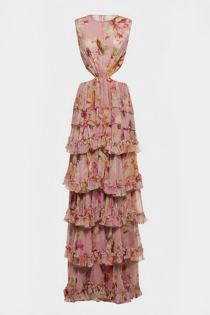 Liora High Waisted Printed Maxi Dress