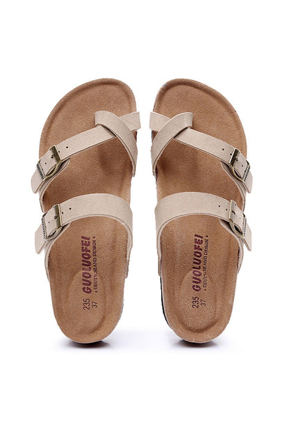 Toe Ring Criss Cross Buckles Thong Sandals