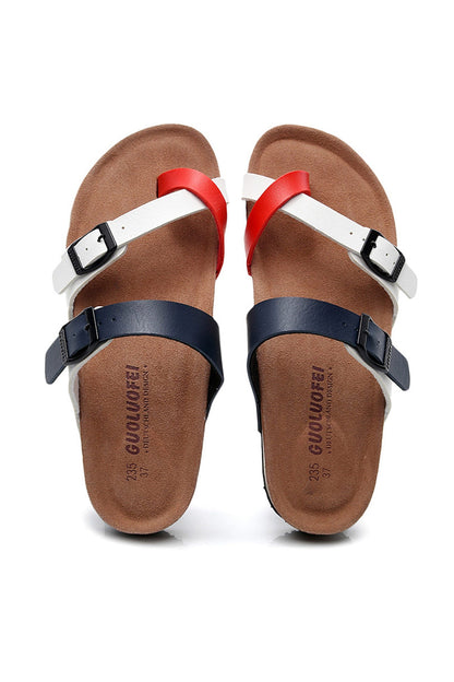 Toe Ring Criss Cross Buckles Thong Sandals