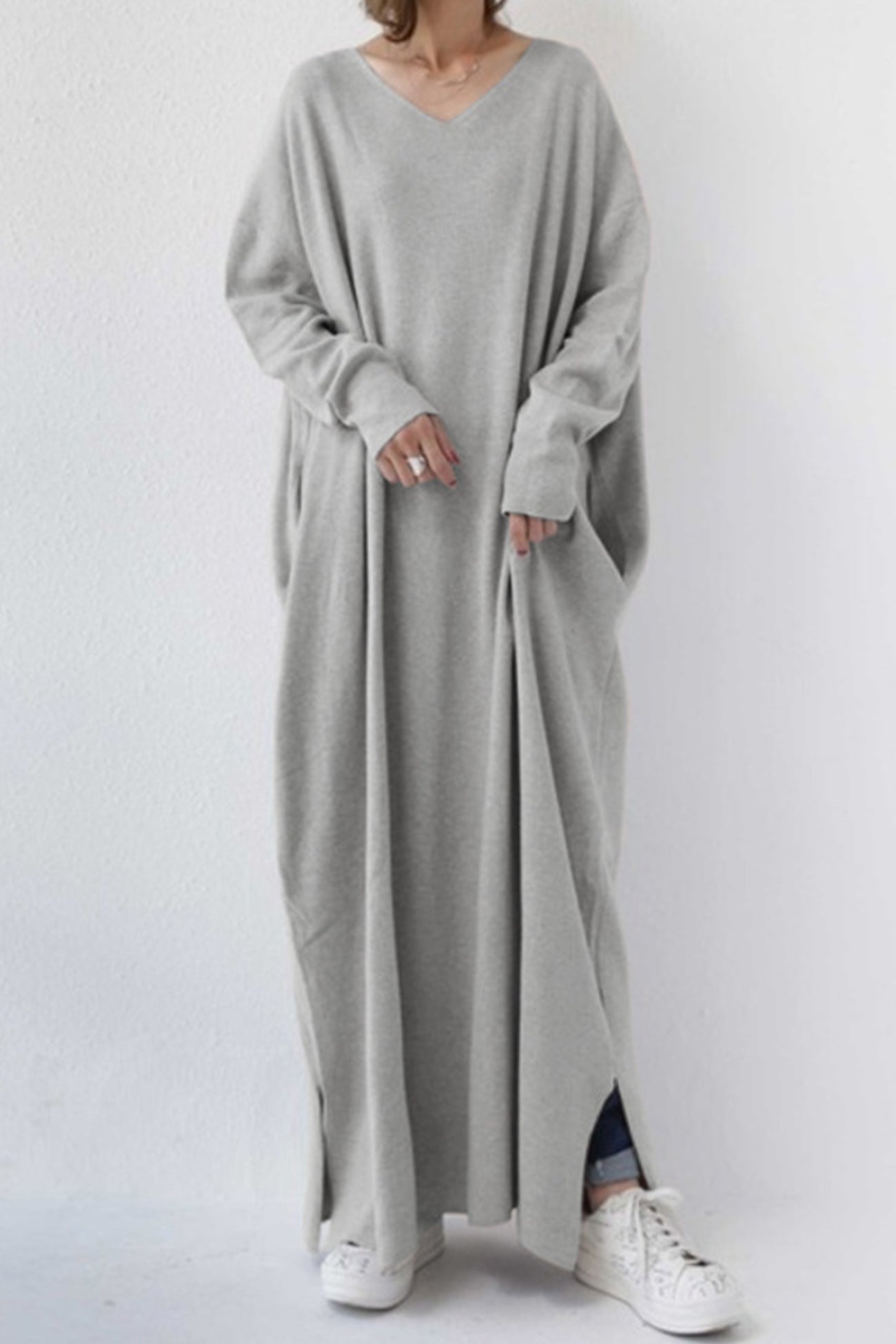 Elsa V Neck Sweatshirt Classic Dress for Everyday Wear Boutique Fashion Style