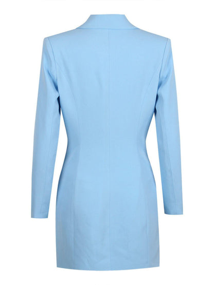 Verna Crystal Fringe Blazer Dress In Blue