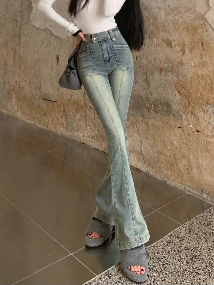 Chic Skinny Flare Winter Y2K High Waist Casual Jeans