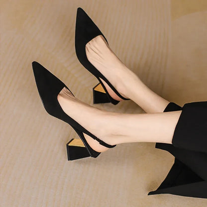 Black Highs Summer New Party  Thick Mules Ladies Wedding Slippers Low Heel Pumps