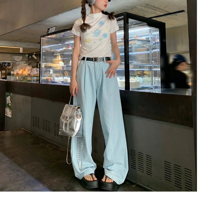 Autumn Ladies Fashionable Straight Wide Leg Sweatpants