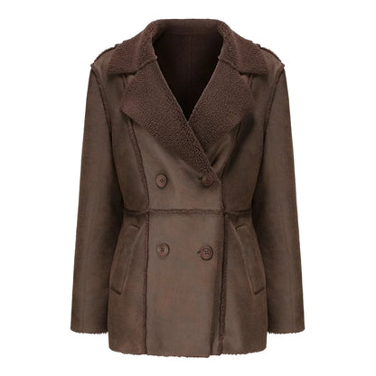 Faux Fur Lined Collar MidLong Winter Fleece Padding Jacket