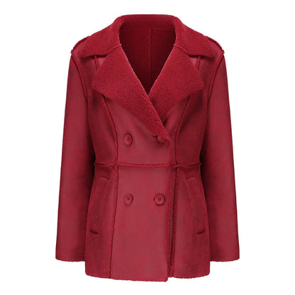 Faux Fur Lined Collar MidLong Winter Fleece Padding Jacket