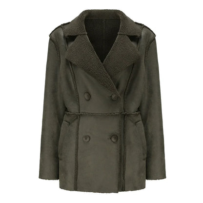 Faux Fur Lined Collar MidLong Winter Fleece Padding Jacket
