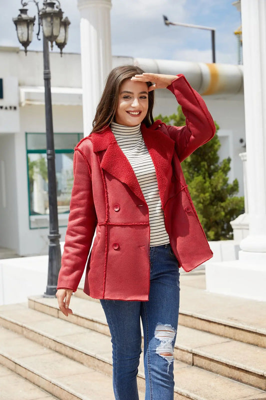 Faux Fur Lined Collar MidLong Winter Fleece Padding Jacket