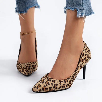 Leopard Print Non-Slip Versatile Outdoor Thin High Heel  High Heel