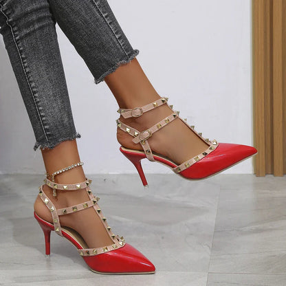 Rivets Thick Fine Pointed  Nightclub High-Heeled High Heel
