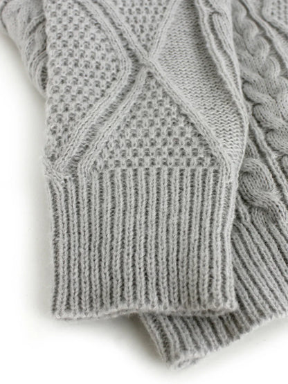 Long Round Collar Pullover Short Twist Solid Winter Sweater