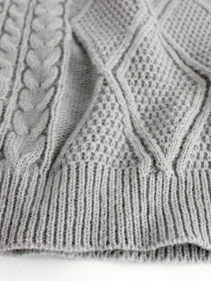 Long Round Collar Pullover Short Twist Solid Winter Sweater