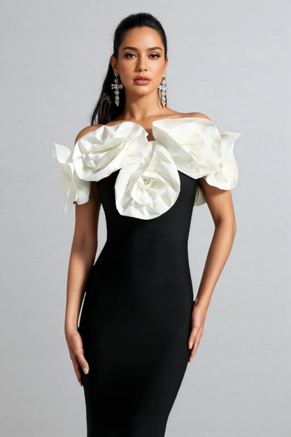 Slaia Flower One Shoulder Maxi Dress