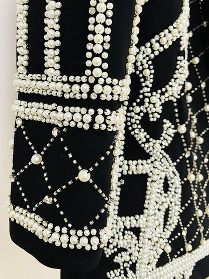 NAUTA Pearls Beaded Blazer Dress in Black