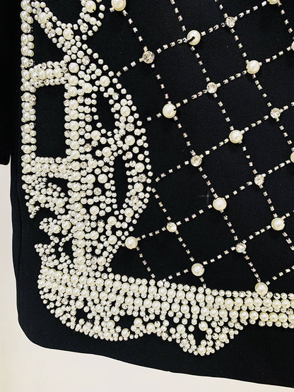 NAUTA Pearls Beaded Blazer Dress in Black