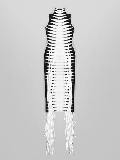 ANABELLE Knit Midi Dress w Fringes