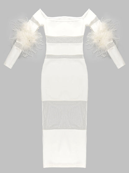 AIJA Midi Dress in White