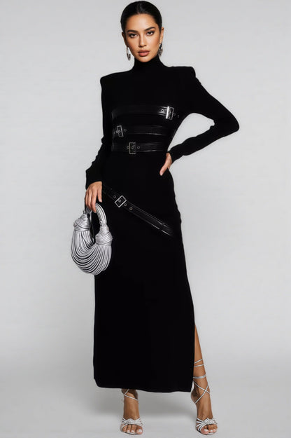 Brock Black PU Maxi Dress