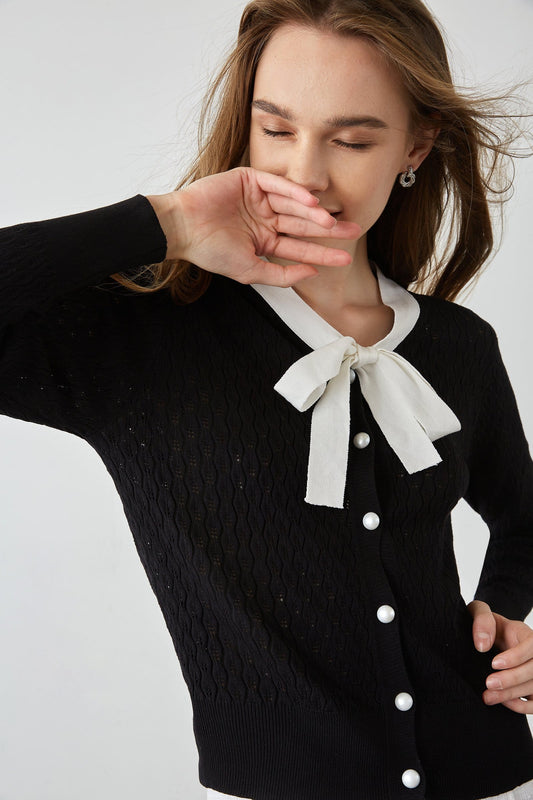 Ashtyn Black Contrast Cardigan