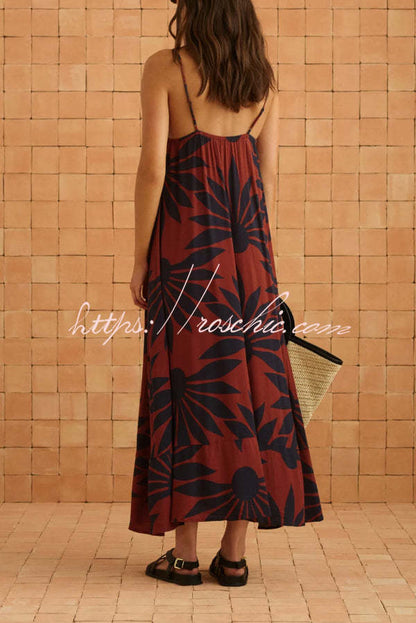Romantic Bohemian Style Sunflower Print Sundress