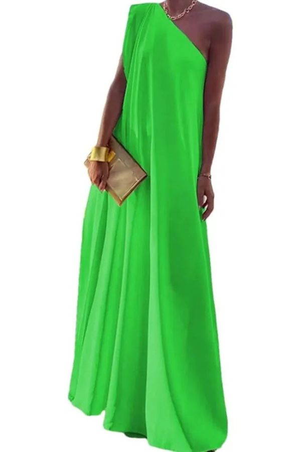 Women's Elegant Asymmetrical One Shoulder Maxi Dress