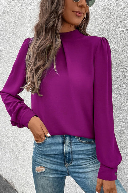 Chic Design Long Sleeve Solid Autumn Elegant Blouse