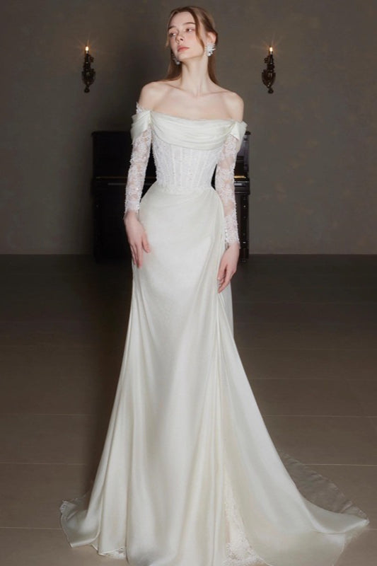 Elegant Off Shoulder Lace Wedding Dress