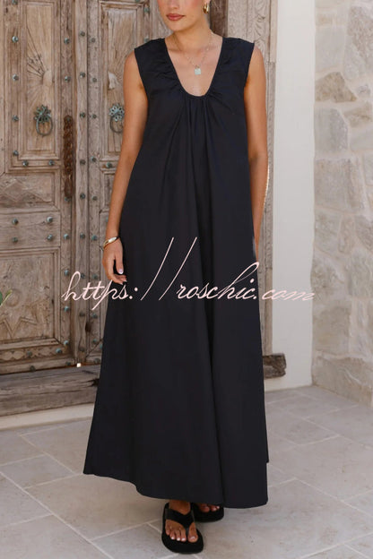 Solid Color Loose Sleeveless Casual Vacation Maxi Dress