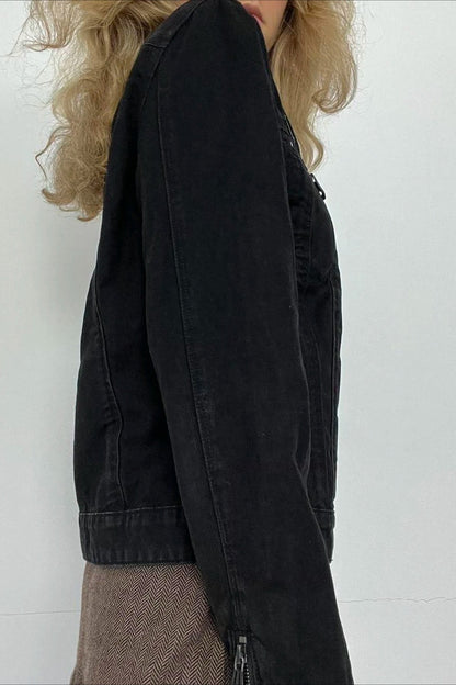Double Zipper Denim Cargo Jacket
