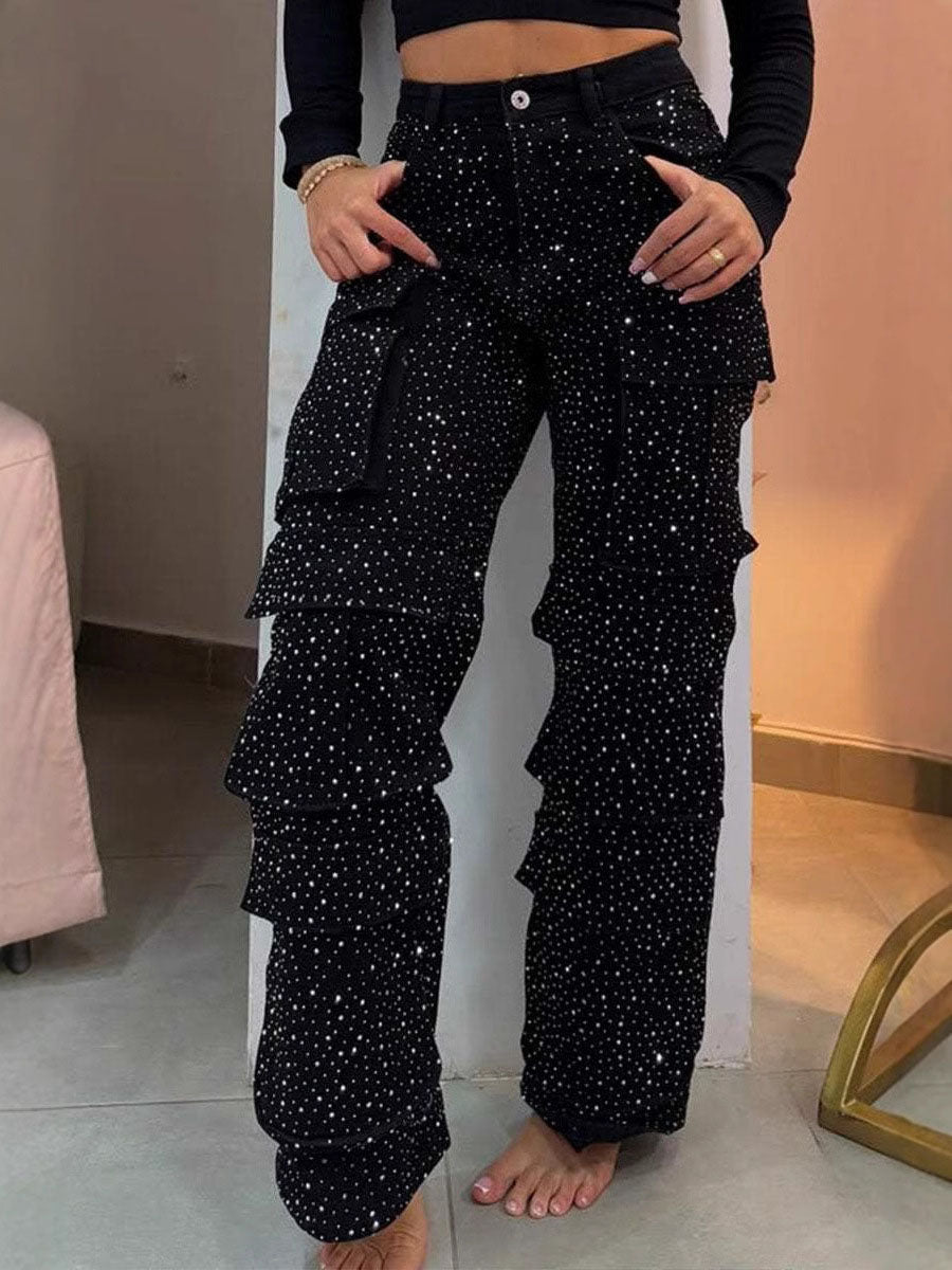 Luxe Sparkle Pocket Cargo Jeans