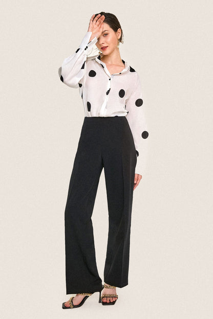 Black Tie Waist Straight Leg Pants